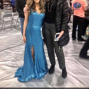 blue sequin pageant dress size 0